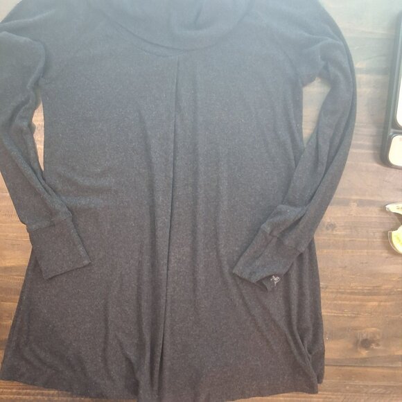 Cop Copine Long-Sleeve Black Cowl Neck Tunic Top Pleated Front Cotton Blend Siz - Picture 4 of 8